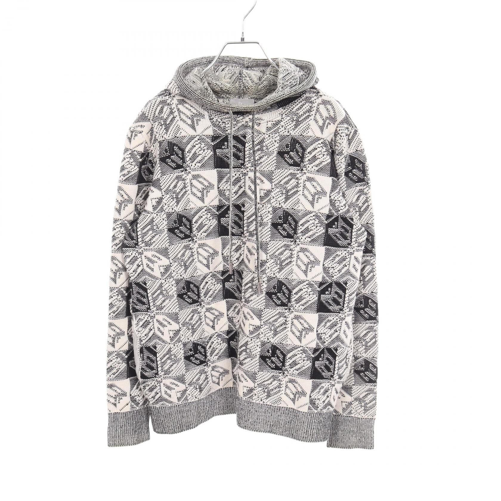 ディオール Dior 総柄 パーカー 衣料品 トップス ウール メンズ ホワイト系 / ブラック系 633M686ZT315 【中古】