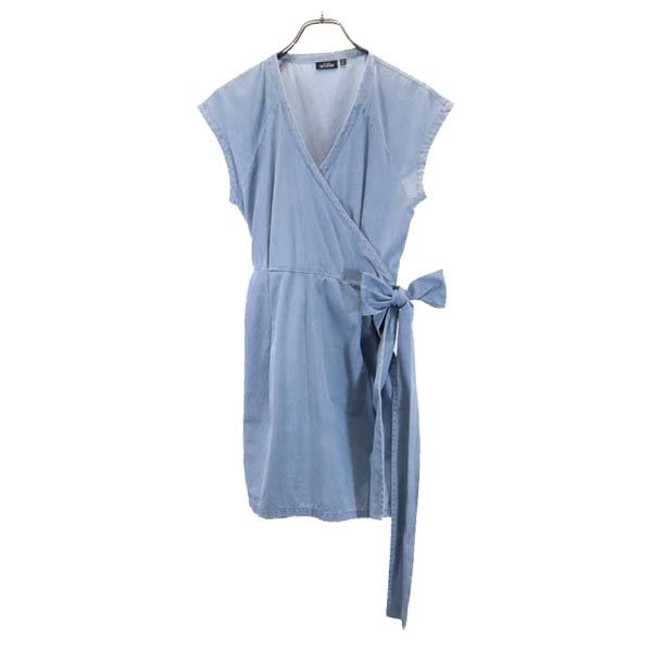 KATE SPADE SATURDAY ケイトスペードサタデー ノースリーブ カシュクール ワンピース S ブルー系