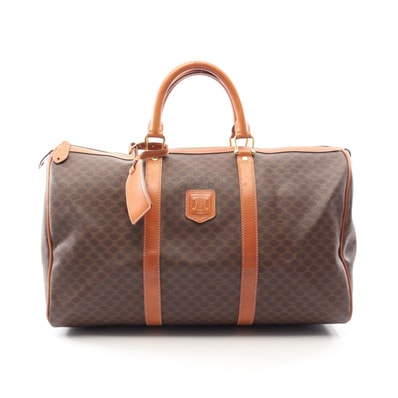 セリーヌ CELINE マカダム ボストンバッグ バッグ PVCコーティングキャンバス レザー レディース ブラウン系 【中古】