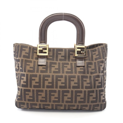フェンディ FENDI ズッカ トートバッグ バッグ キャンバス レザー レディース ブラウン系 【中古】