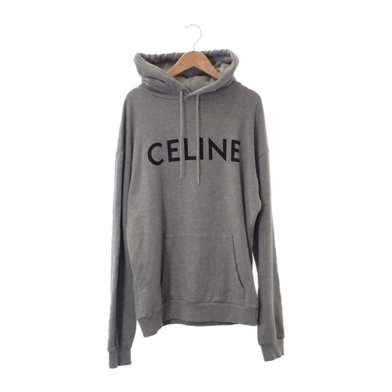 CELINE Hoodie In Cotton Fleece "Gray/Black"