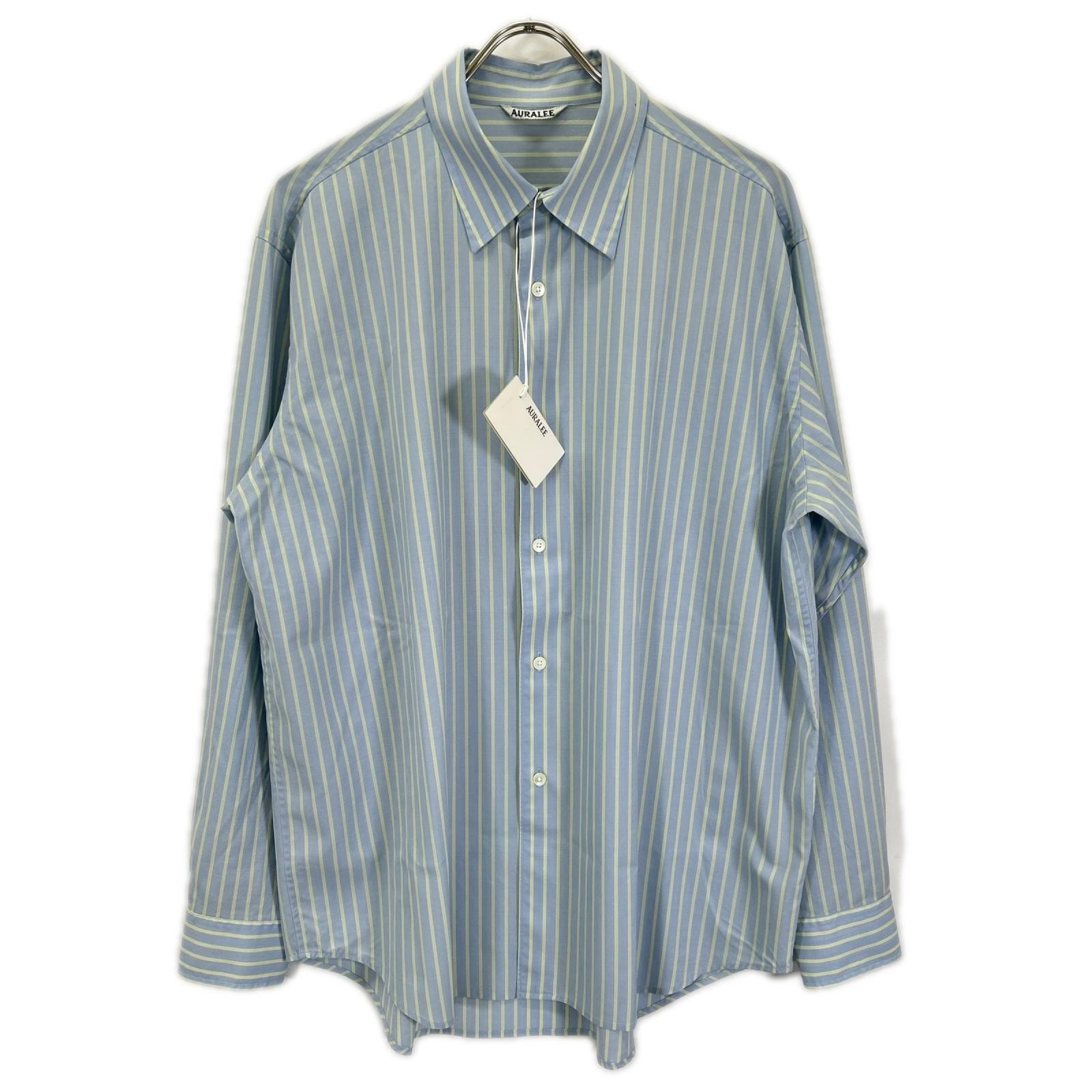 オーラリー 26SS A26SS01WW ブルー SUPER FINE WOOL STRIPE SHIRT 5
