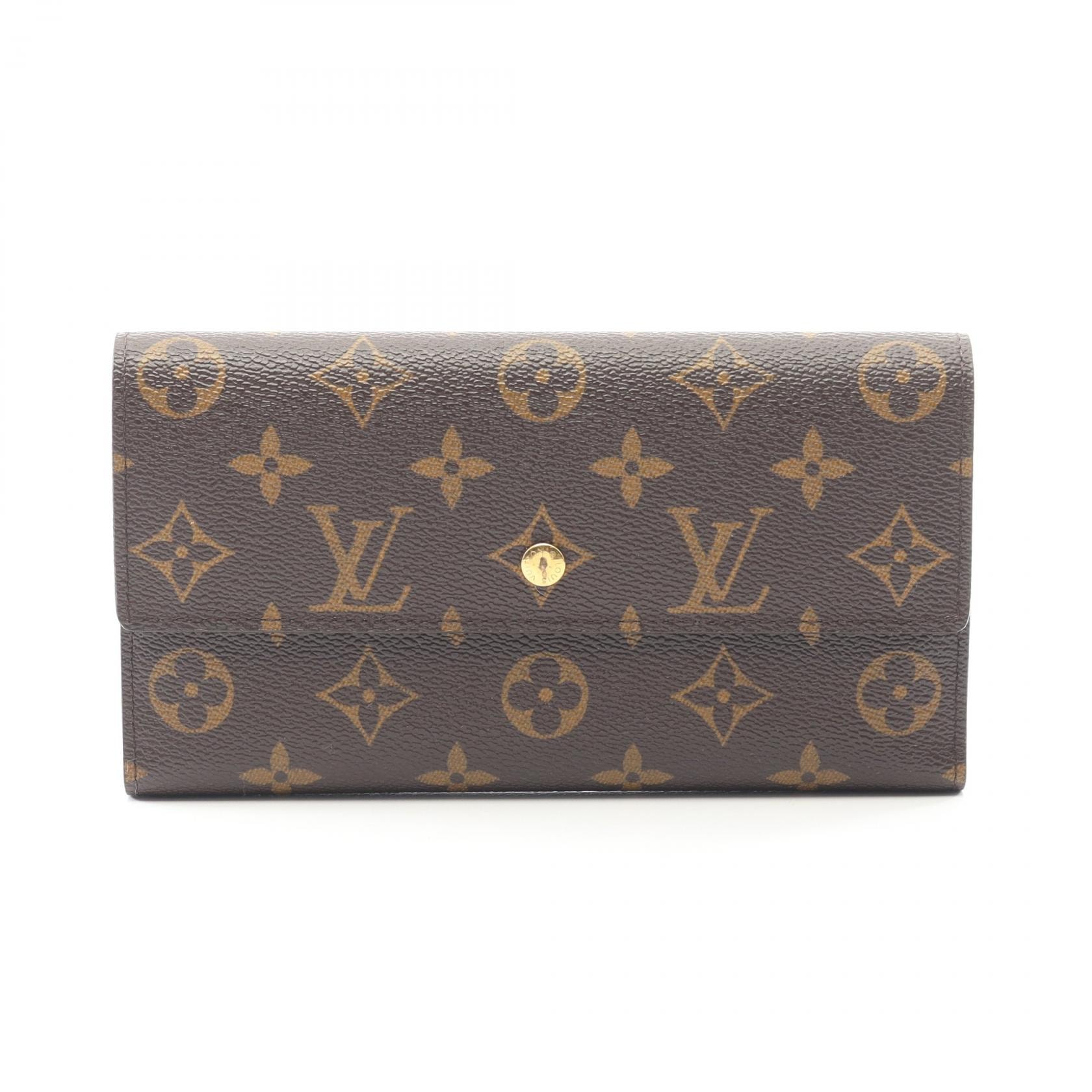 ルイ・ヴィトン LOUIS VUITTON ポルトフォイユ インターナショナル 三つ折り長財布 財布 レザー PVC モノグラム レディース ブラウン系 M61217 【中古】