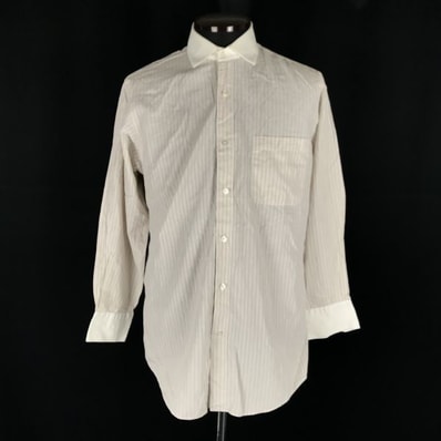 90sビンテージ★Burberry's/バーバリー★長袖シャツ【A38-78/メンズM/白/ホワイト/ストライプ】コットン◆BG162