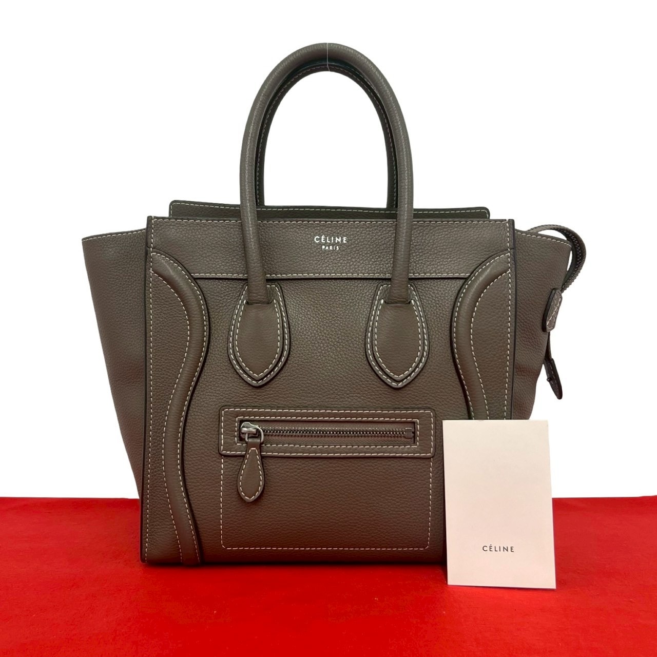 CELINE セリーヌ ラゲージ マイクロショッパー レザー ハンドバッグ ベージュ
 90288
