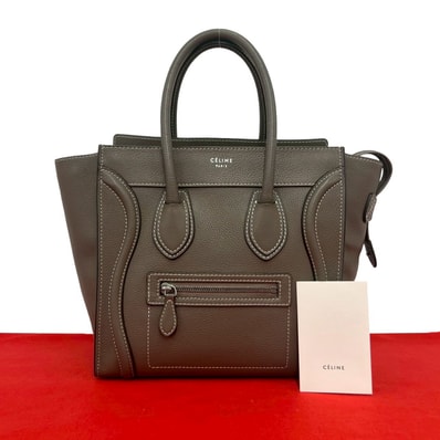 CELINE セリーヌ ラゲージ マイクロショッパー レザー ハンドバッグ ベージュ
90288