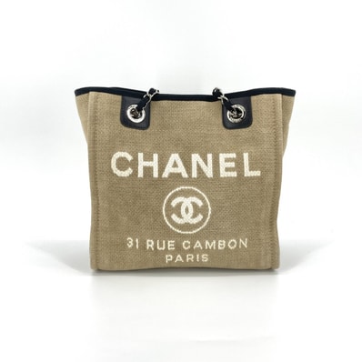 CHANEL(シャネル) ドーヴィルチェーントートPM キャンバス ココマーク 16番台 A66939 トートバッグ ベージュ