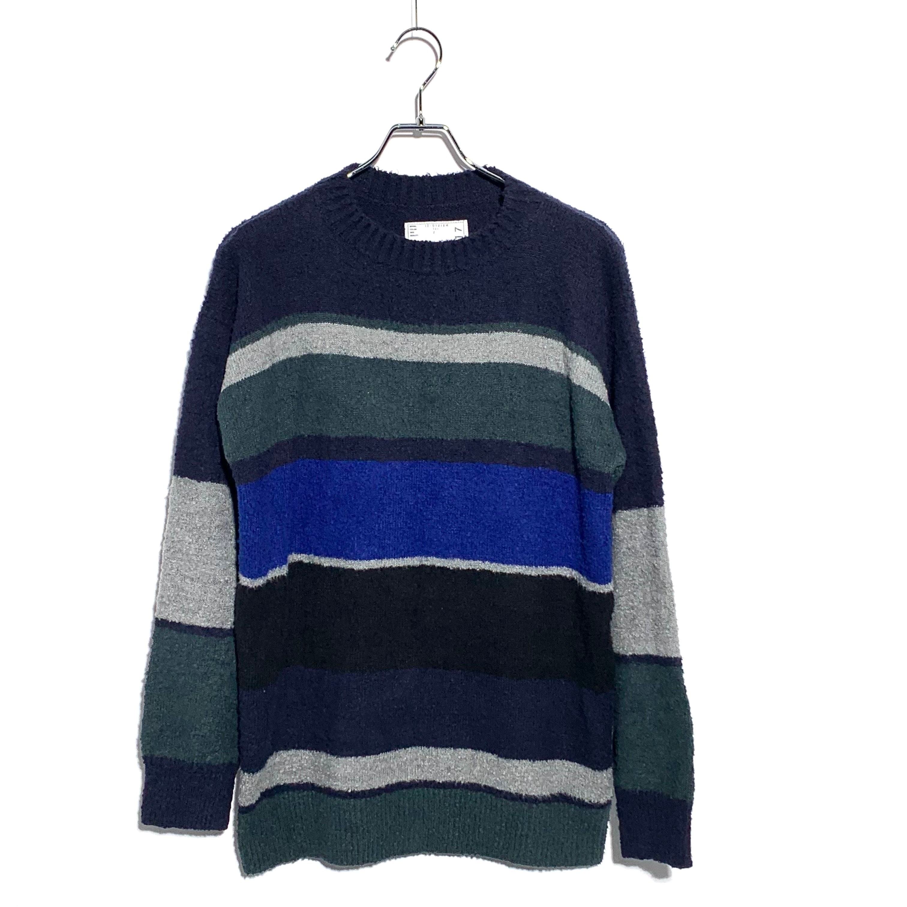 SACAI color block sweater Blue×Navy×Green 17SS
