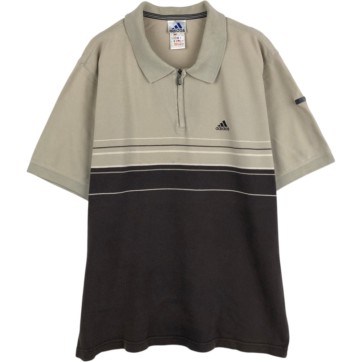 D (傷や汚れあり)】古着 90年代 アディダス adidas ハーフジップ 半袖