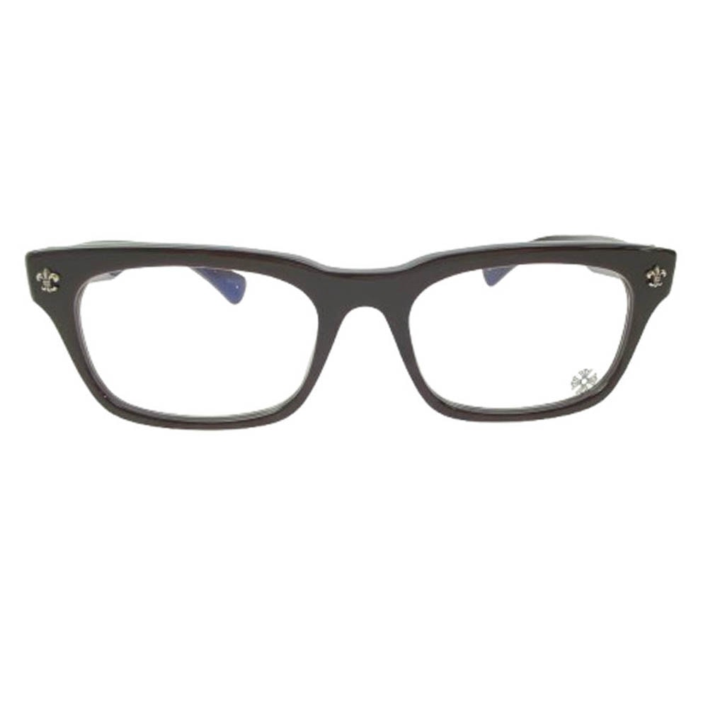 CHROME HEARTS クロムハーツ(原本無) メガネ GITTIN ANY?-A BSフレア テンプル ウェリントン サングラス 眼鏡 アイウェア ダークブラウン系 52□19-145【中古】