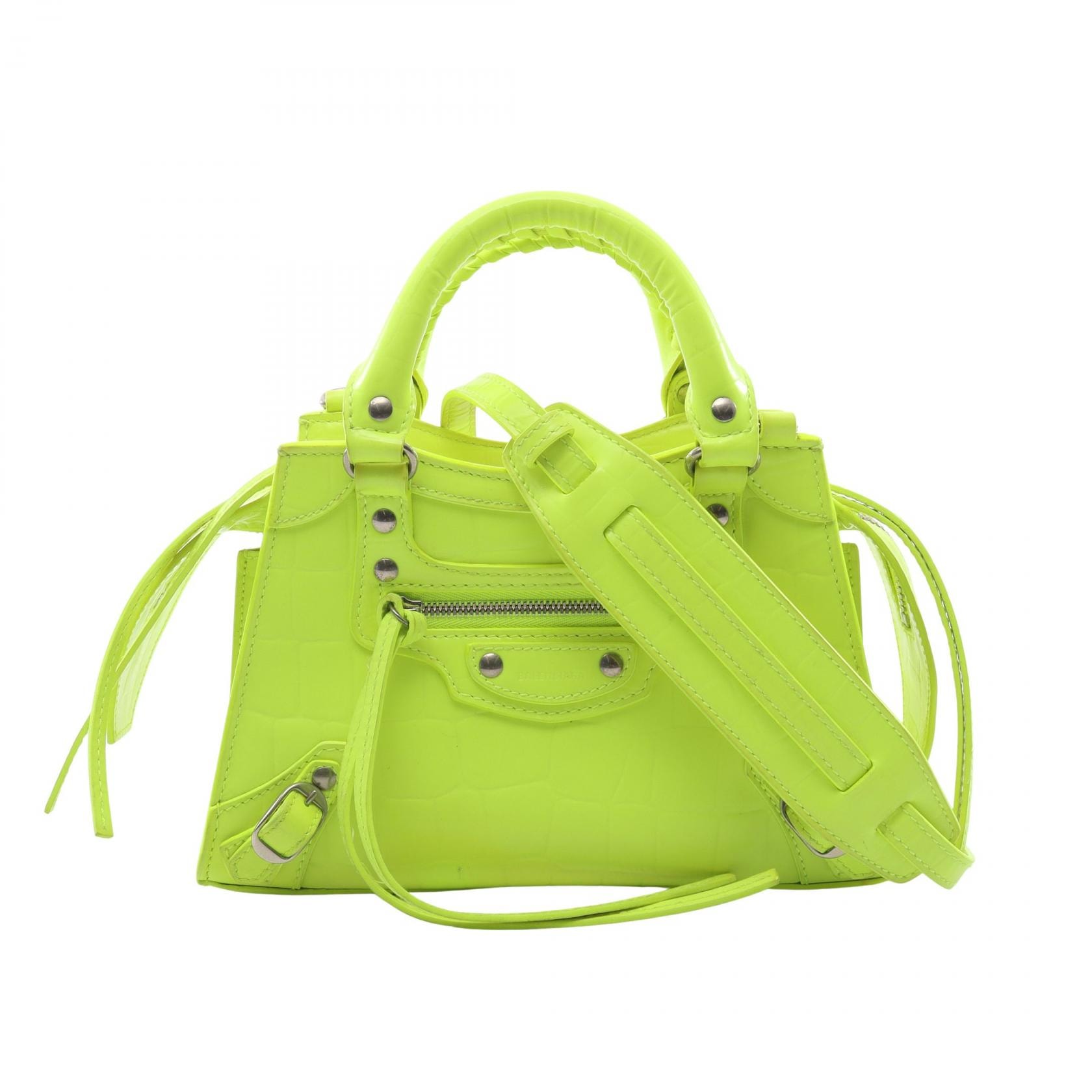 バレンシアガ BALENCIAGA NEO CLASS CITY MINI ネオ クラシック シティ ミニ ネオンカラー 2WAY ハンドバッグ バッグ レザー レディース イエロー系 【中古】
