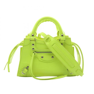 バレンシアガ BALENCIAGA NEO CLASS CITY MINI ネオ クラシック シティ ミニ ネオンカラー 2WAY ハンドバッグ バッグ レザー レディース イエロー系 【中古】
