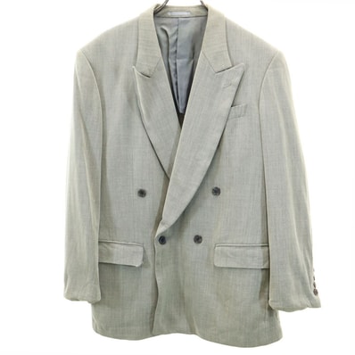 LANVIN ランバン 90s ウール オールド 長袖 テーラードジャケット S52-27 グリーングレー