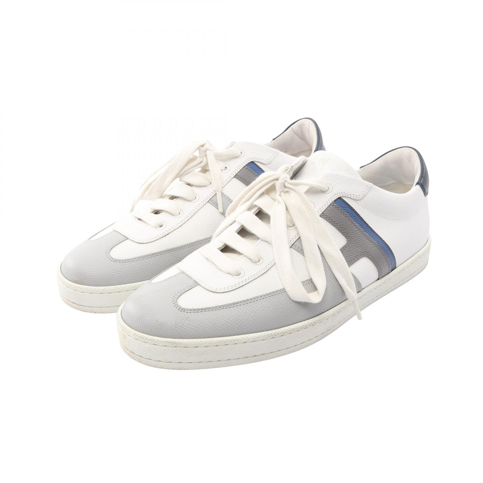 エルメス HERMES Boomerang ブーメラン スニーカー 靴 レザー ホワイト メンズ ホワイト系 / グレー系 / マルチカラー 【中古】