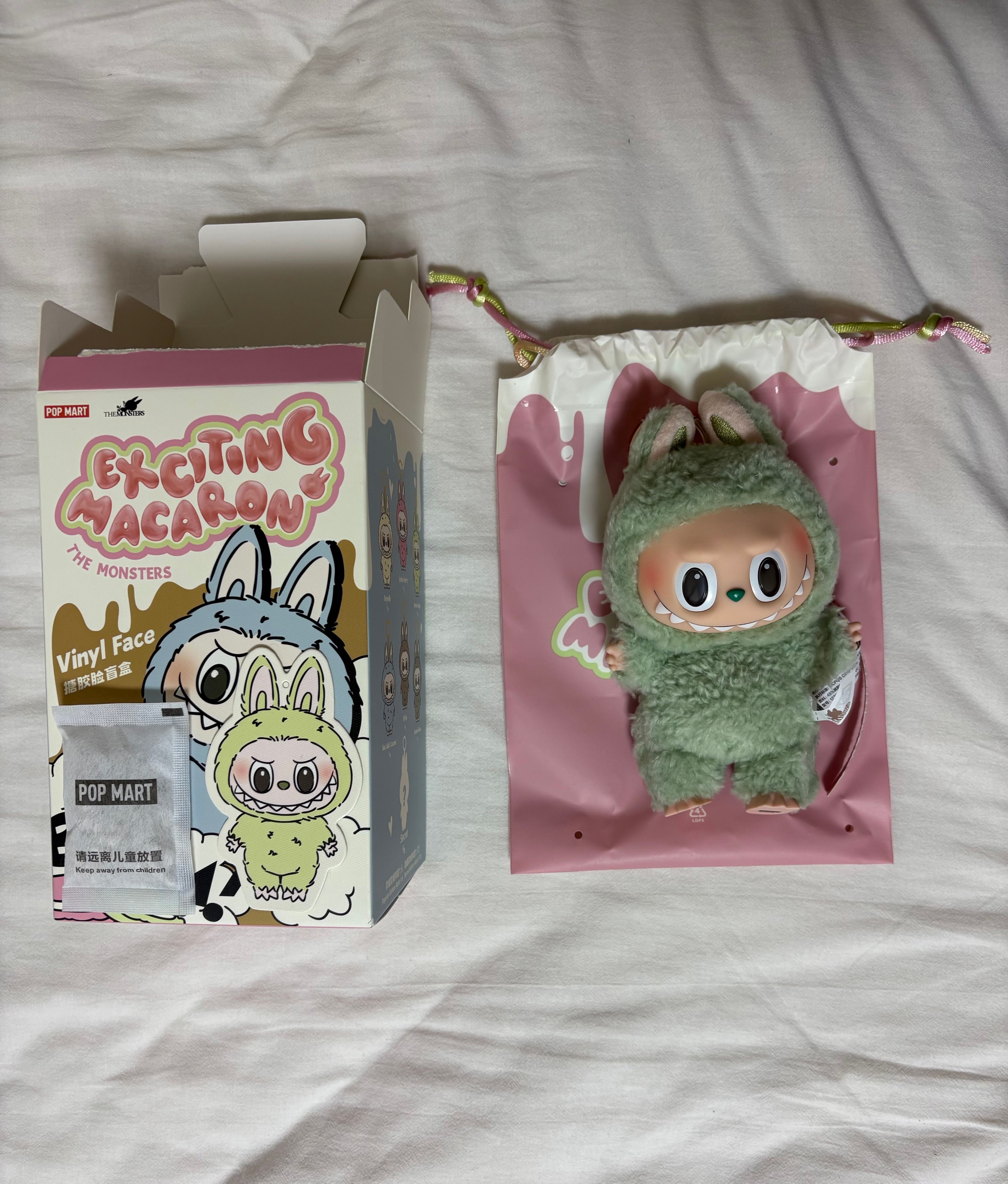 POP MART THE MONSTERS (LABUBU) Exciting Macaron Plush Series GREEN GRAPE