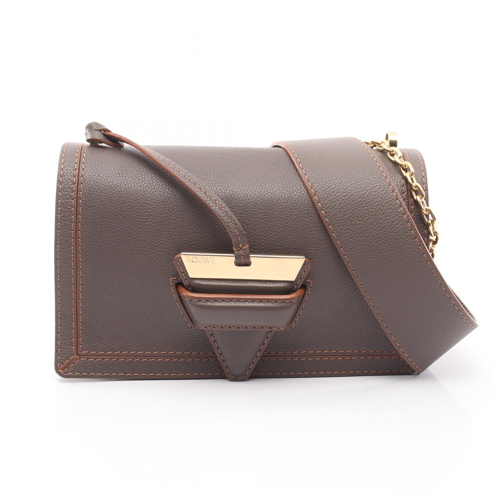 ロエベ LOEWE バルセロナ ソフト 2WAY ショルダーバッグ バッグ レザー レディース グレー系 / ブラウン系 303.12.W89 1615 【中古】