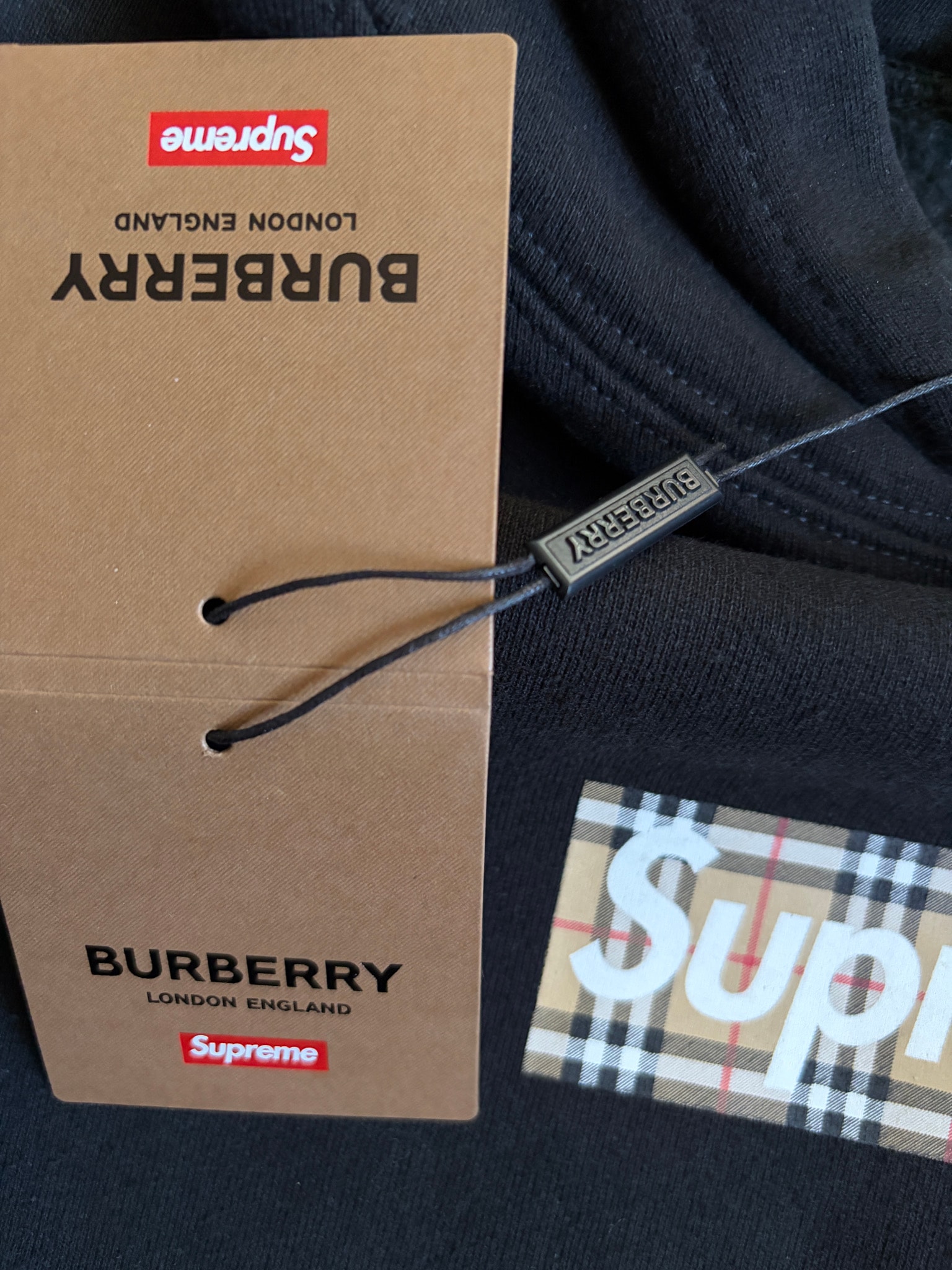 Supreme x Burberry Box Logo Hooded Sweatshirt "Black"