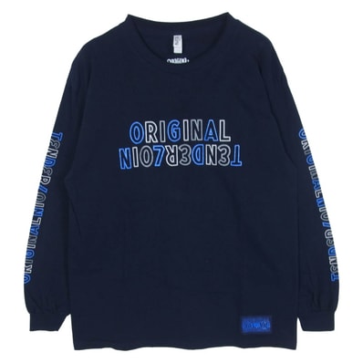 TENDERLOIN テンダーロイン Tシャツ 22SS 2A 袖プリント ロゴ ロングスリーブ 長袖 Tシャツ ネイビー系 L【中古】