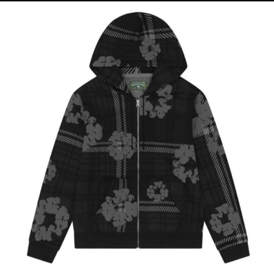 DENIM TEARS Plaid Cotton Wreath Zip Hoodie "Black"
