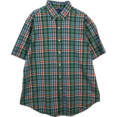 古着 ラルフローレン Ralph Lauren CLASSIC FIT クラシックフィット マドラスチェック 半袖 ボタンダウン チェックシャツ メンズL相当/eaa641160