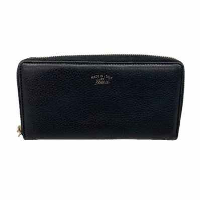 ★SALE【6ib1800】グッチ 長財布 バンブー 307984 レザー ブラック ゴールド金具【中古】レディース