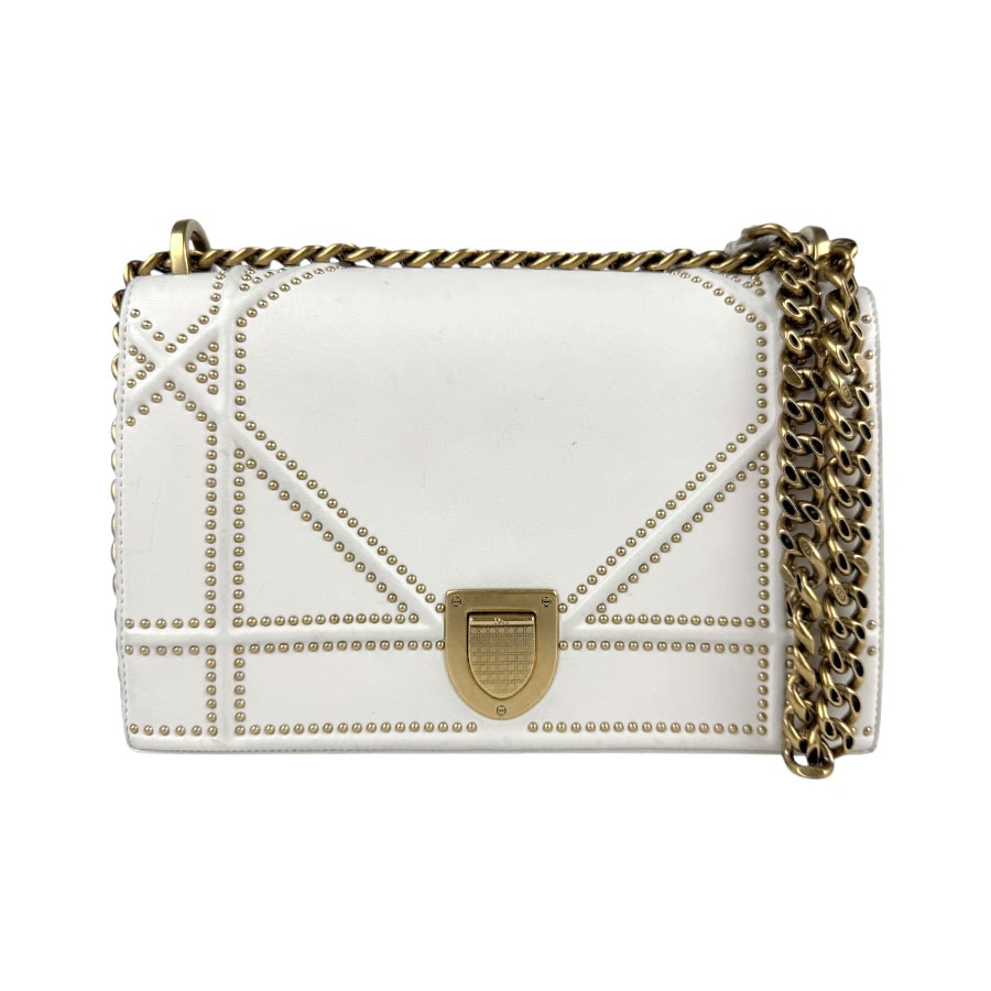 クリスチャンディオール Christian Dior ショルダーバッグ ディオラマ レザー オフホワイト ゴールド レディース【中古】 z3974