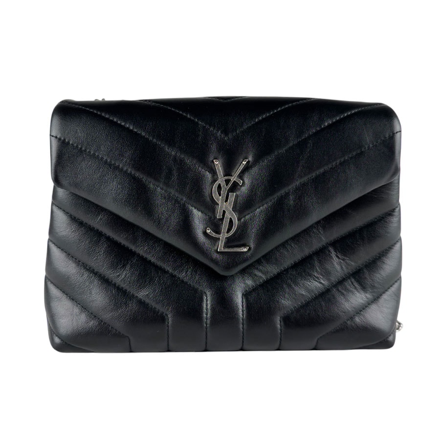 サンローラン SAINT LAURENT ショルダーバッグ ルル レザー ブラック シルバー レディース 494699【中古】 z10184