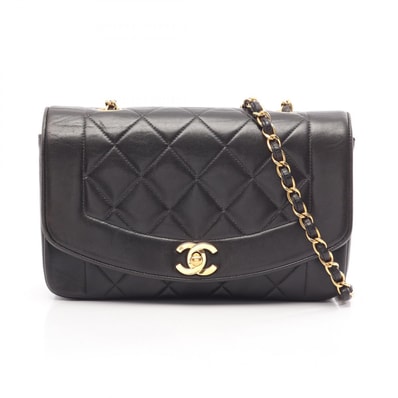 シャネル CHANEL マトラッセ ダイアナフラップ ショルダーバッグ バッグ ラムスキン(羊革) レディース ブラック系 A01164 【中古】