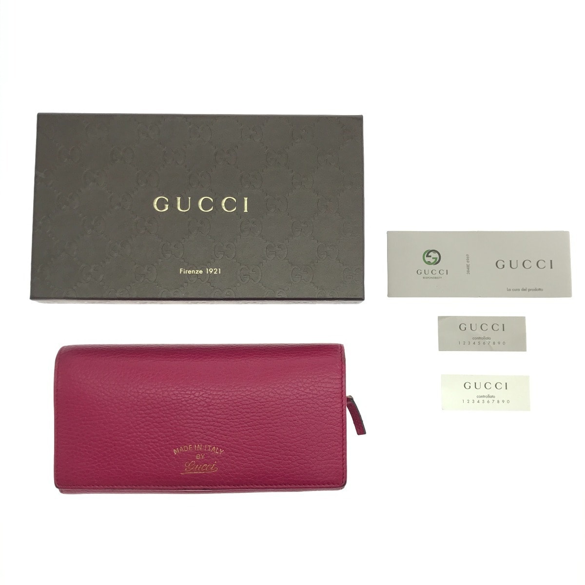$$ GUCCI グッチ 長財布 354498 ショッキングピンク