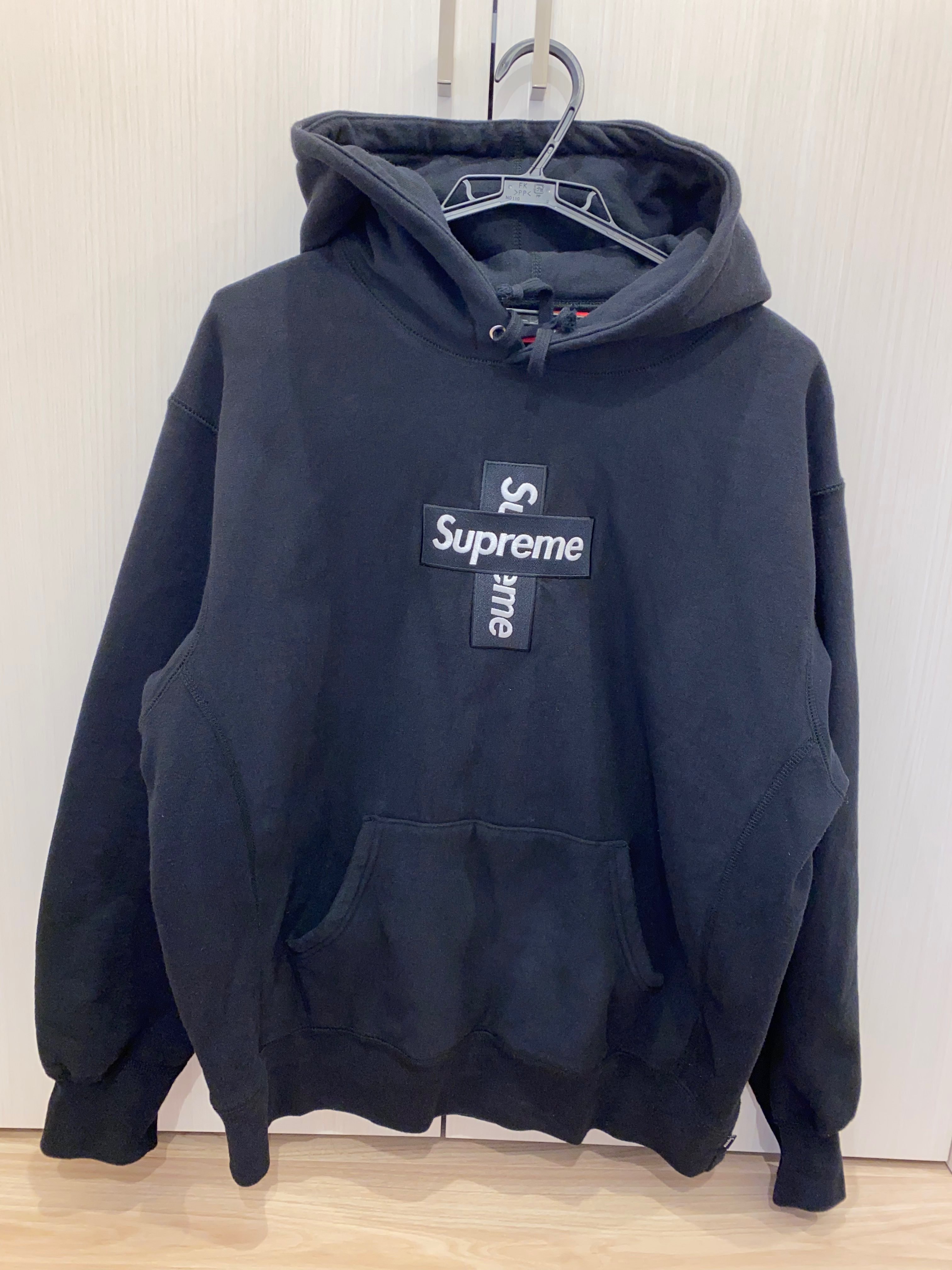 Supreme Cross Box Logo Hooded Sweatshirt "Black"
