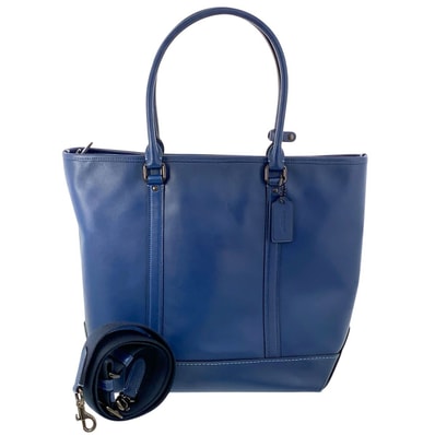 COACH コーチ メトロポリタン32 2WAY トートバッグ CAK66 レザー ブルー メンズ【中古】