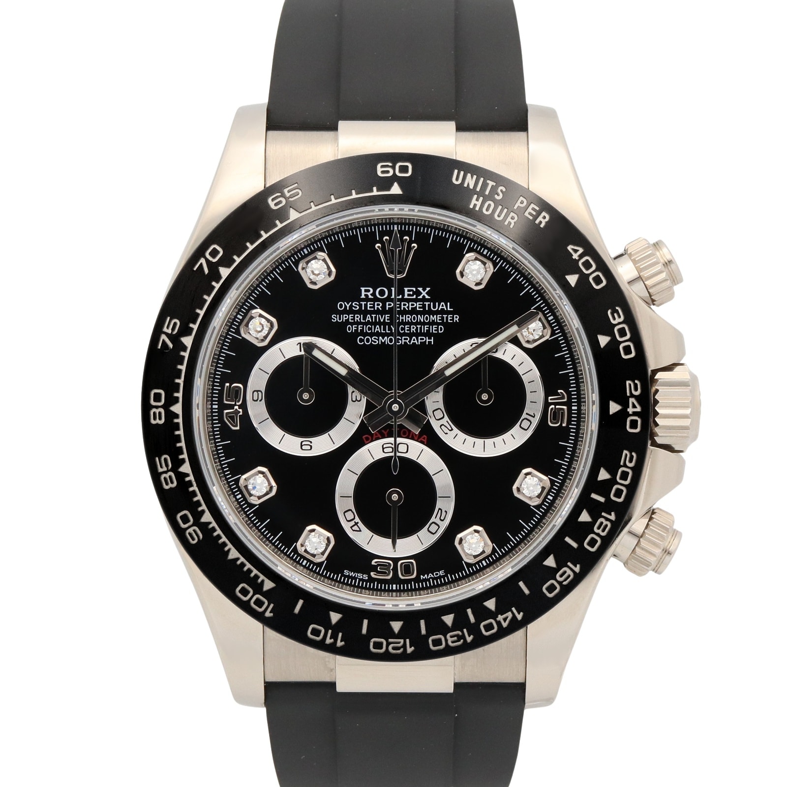 ロレックス ROLEX デイトナ 8Pダイヤ 腕時計 時計 K18WG(ホワイトゴールド) ラバーベルト ダイヤモンド メンズ ブラック系 新ダイヤ 116519LNG 【中古】