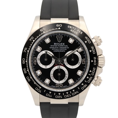 ロレックス ROLEX デイトナ 8Pダイヤ 腕時計 時計 K18WG(ホワイトゴールド) ラバーベルト ダイヤモンド メンズ ブラック系 新ダイヤ 116519LNG 【中古】