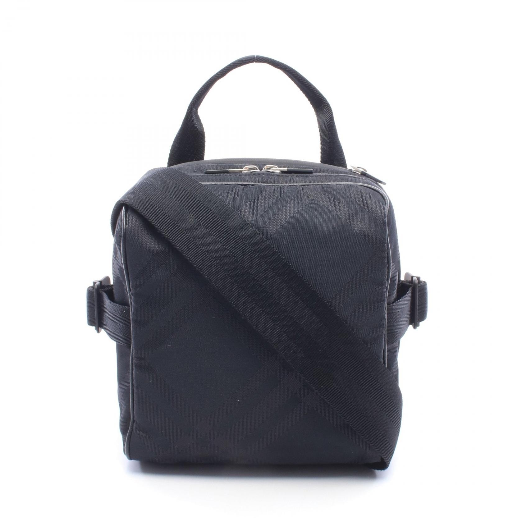 バーバリー BURBERRY チェック ジャガード クロスボディバッグ ショルダーバッグ バッグ ナイロン レザー メンズ ブラック系 8080900 【中古】