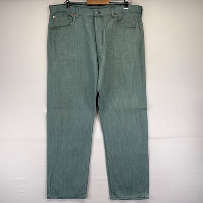 古着 リーバイス Levi's デニム パンツ ストレート 501 ボタンフライ ジーパン 大きいサイズ w40 L32 グリーン系 メンズ