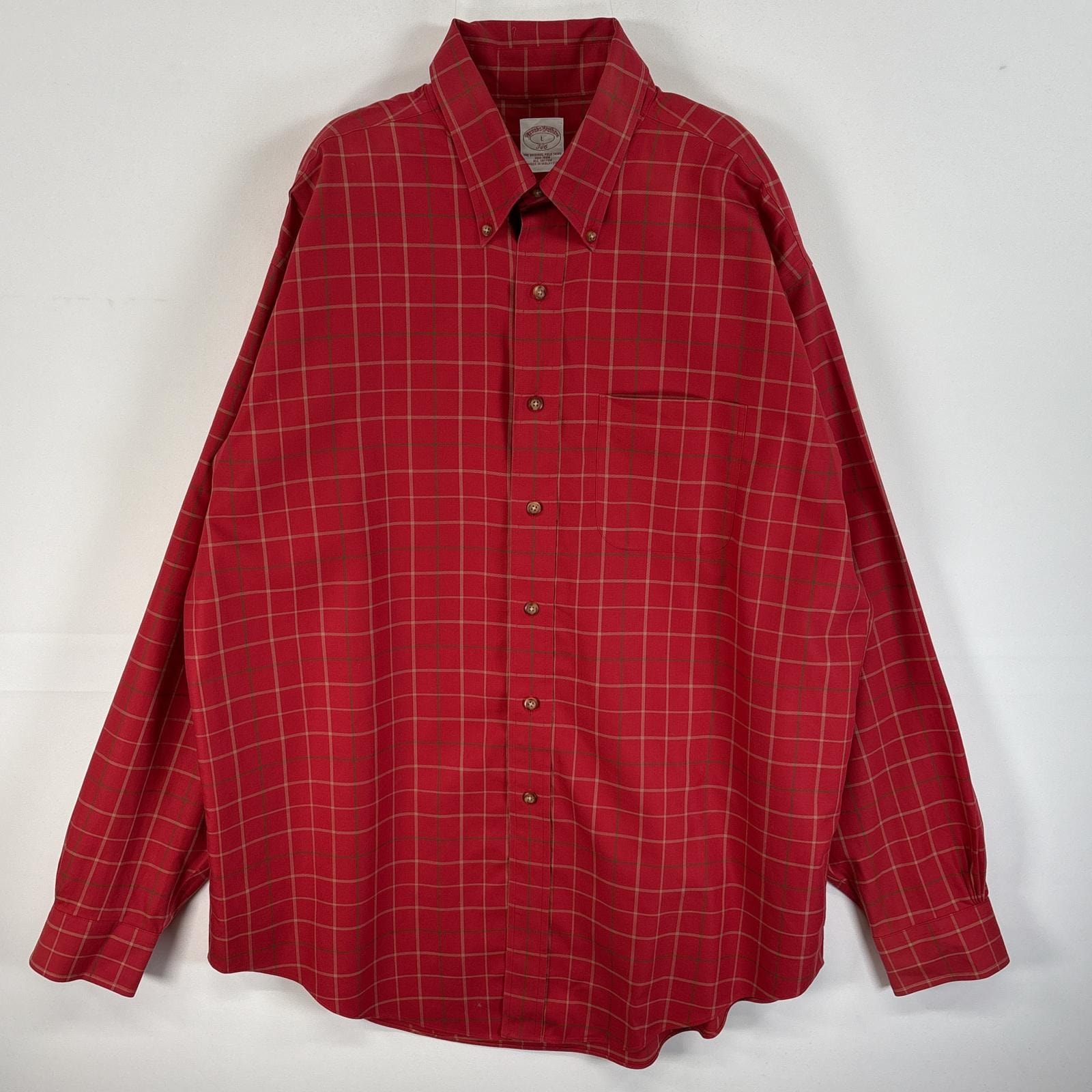 古着 ブルックスブラザーズ Brooks Brothers 長袖シャツ ボタンダウン 胸ポケ 346 L レッド系 チェック メンズ