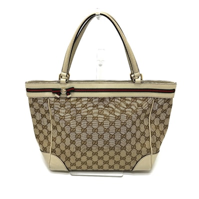 グッチ GUCCI GGキャンバス シェリーライン トートバッグ ハンドバッグ 257061 ベージュ ブラウン キャンバス レザー トートバッグ GGキャンバス ベージュ