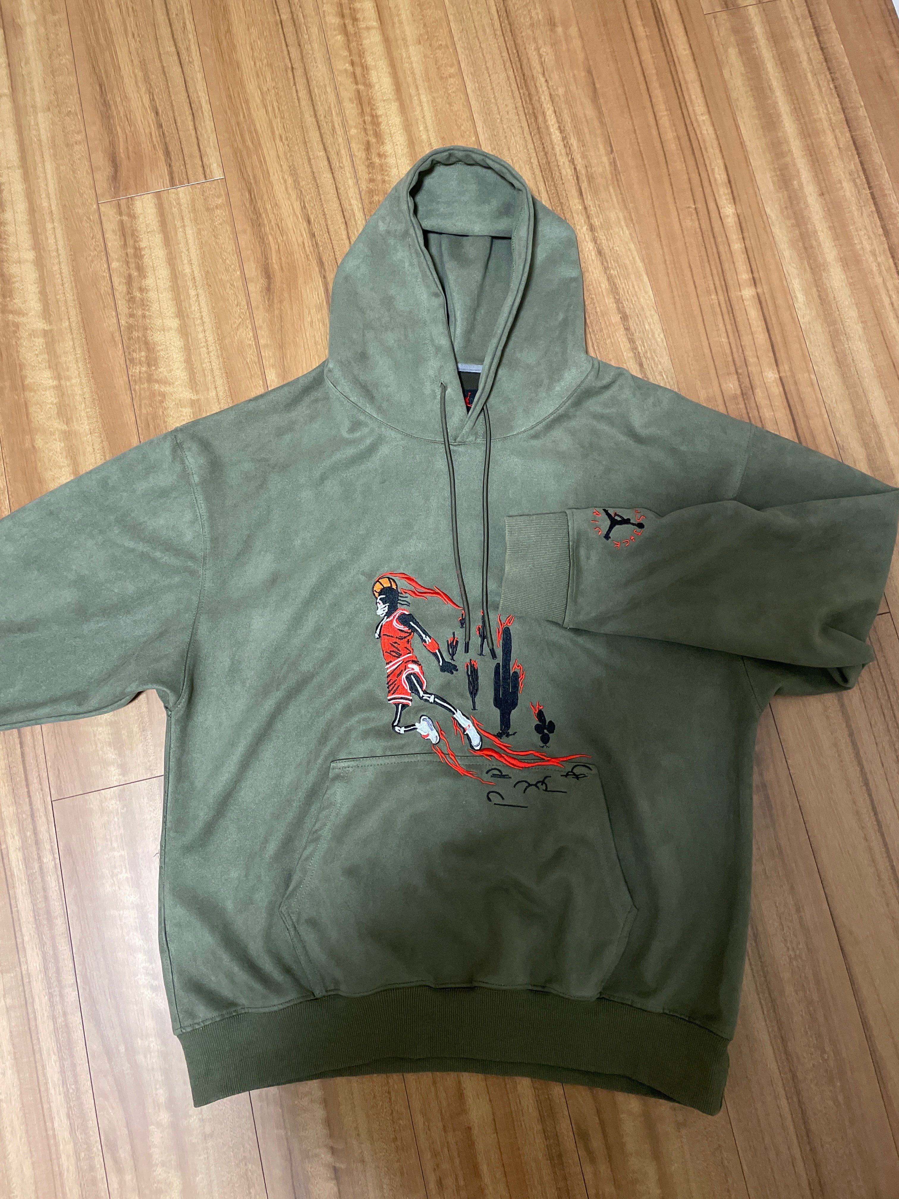 Air Jordan x Travis Washed Suede Hoodie "Olive"