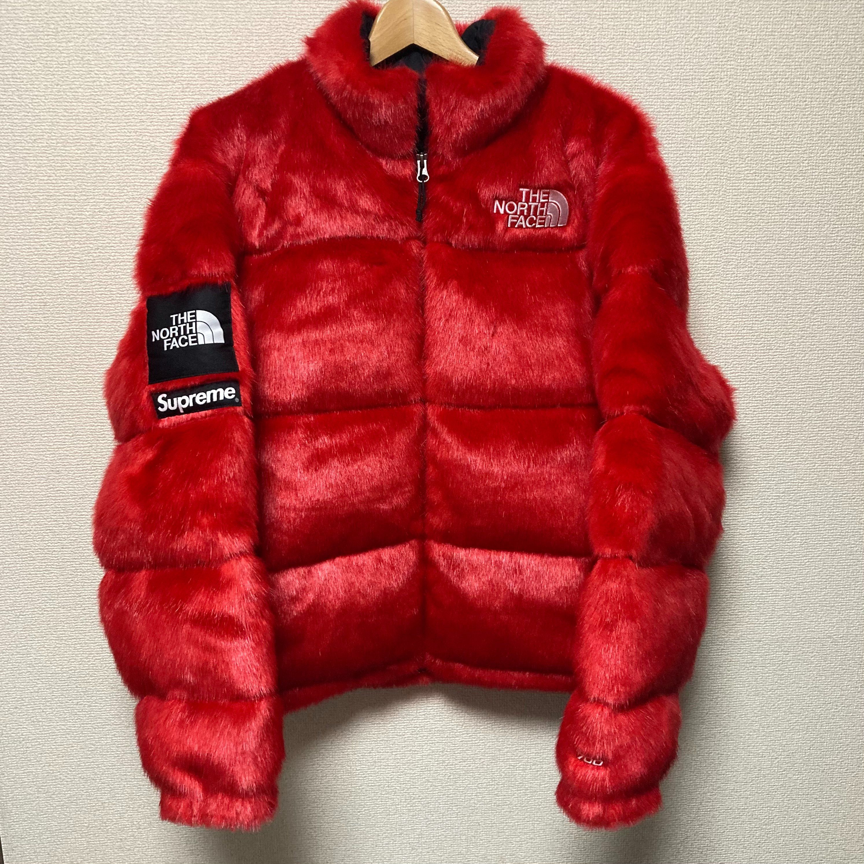 Supreme x The North Face Faux Fur Nuptse Jacket "Red"