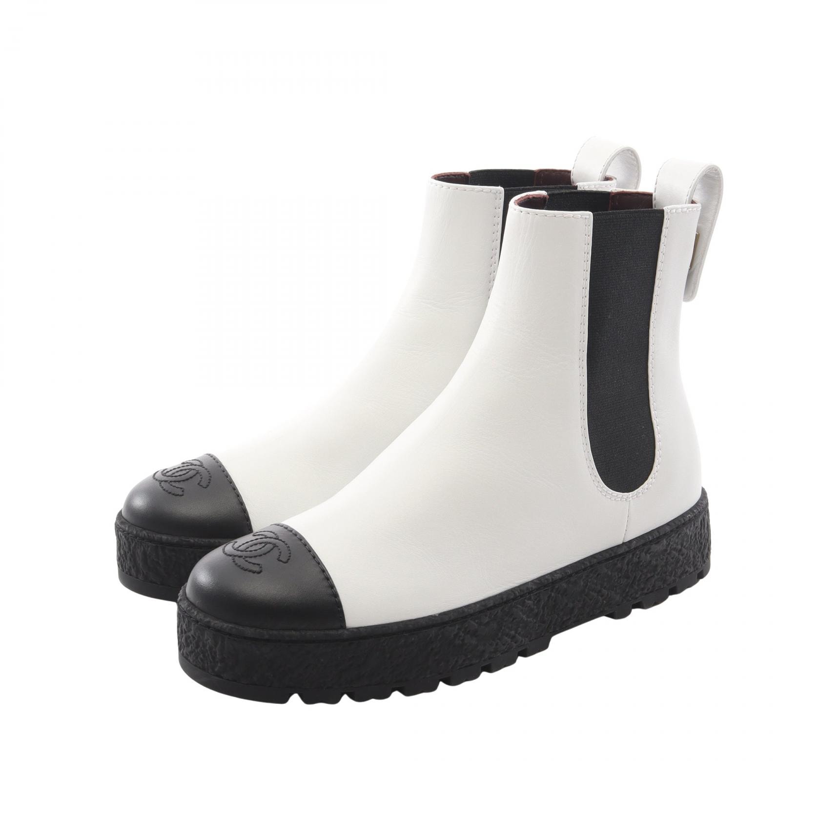 シャネル CHANEL ココマーク ブーツ 靴 レザー レディース ホワイト系 / ブラック系 G37927XC37927 【中古】