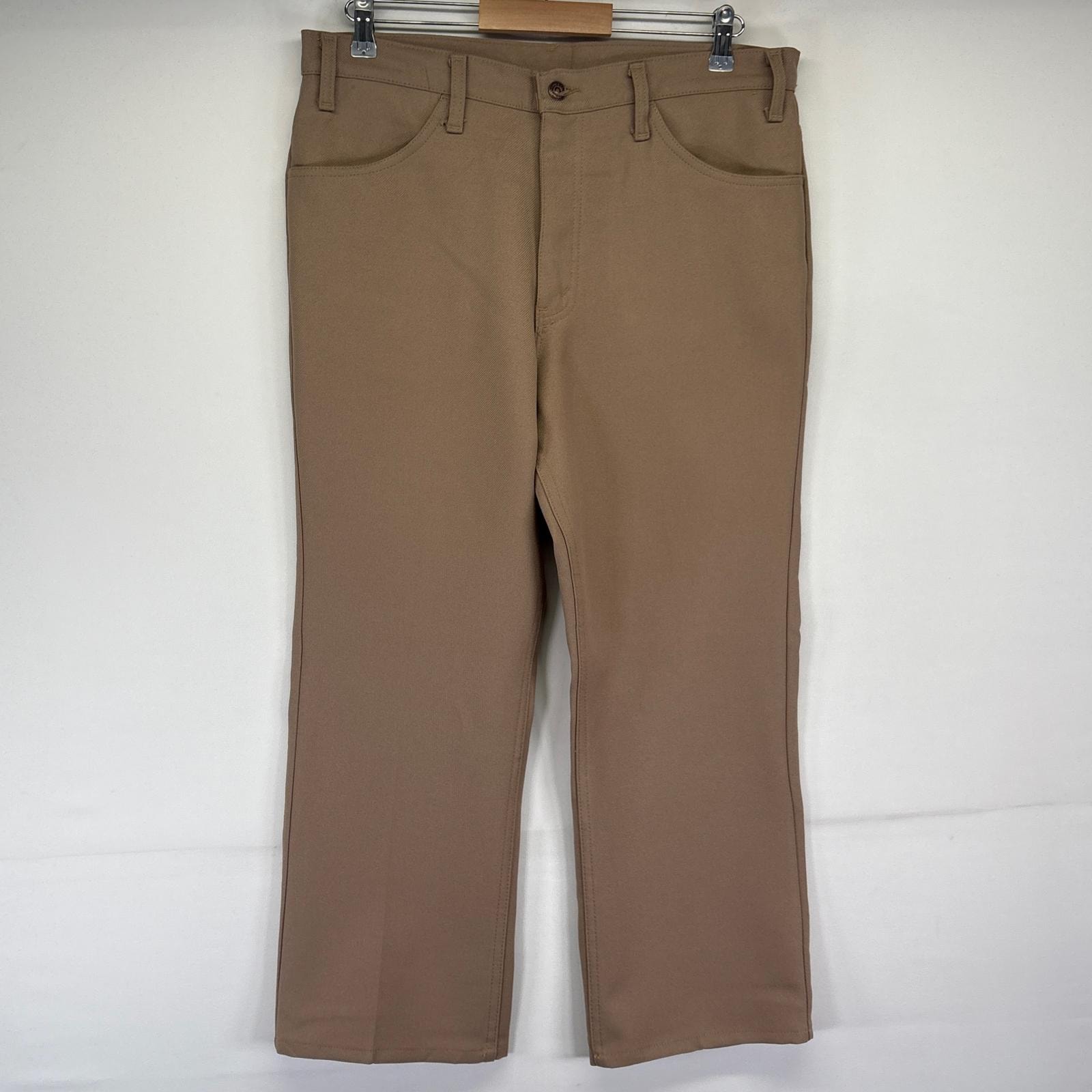 古着 90's/90年代 リーバイス Levi's USA製 スラックスパンツ スタプレ ポリパン 10517 フレア 長ズボン w36 L30 ベージュ メンズ