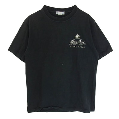 SUN SURF サンサーフ Tシャツ SS79350 PRINT T-SHIRTS MACINTOSH UKULELE バックプリント Tシャツ 半袖カットソー ブラック系 M【中古】