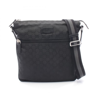 グッチ GUCCI GG柄 ショルダーバッグ バッグ レザー ナイロンキャンバス メンズ レディース ブラック系 449185 【中古】