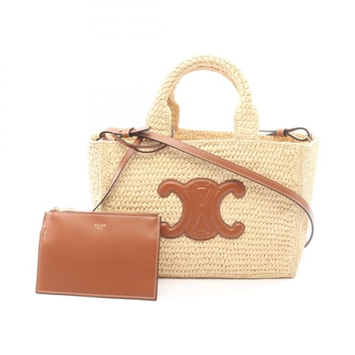 セリーヌ CELINE スモール カバ タイス トートバッグ バッグ レザー ラフィア レディース ベージュ系 / ブラウン系 116302FF704LU 【新品】