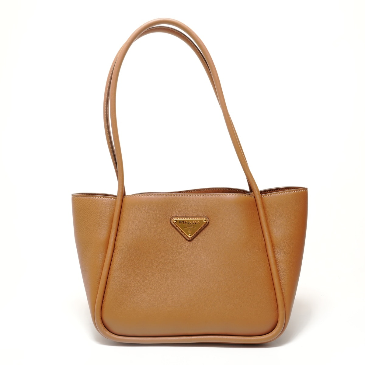 プラダ PRADA トライアングルロゴ ソフトグレイン レザー ショルダーバッグ【中古】