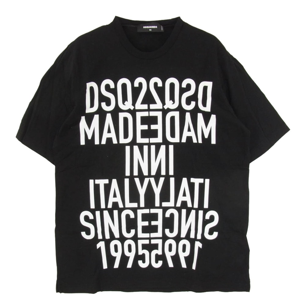 DSQUARED2 ディースクエアード 21SS S74GD0818 S22427 ミラーロゴ プリント Tシャツ 半袖 カットソー ブラック系 XS【中古】