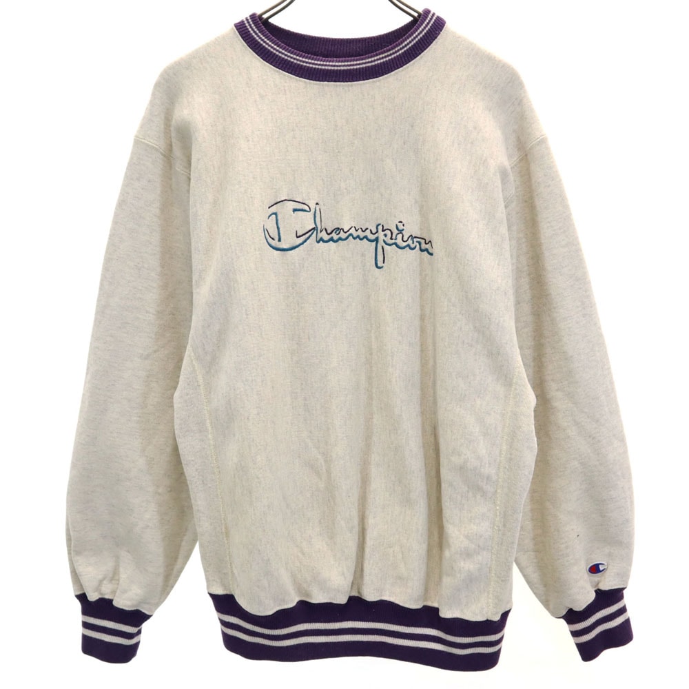 Champion チャンピオン 90s USA製 刺繍タグ NBA 長袖 リバースウィーブ スウェット トレーナー L アイボリー系 裏起毛