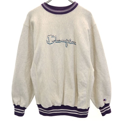 Champion チャンピオン 90s USA製 刺繍タグ NBA 長袖 リバースウィーブ スウェット トレーナー L アイボリー系 裏起毛