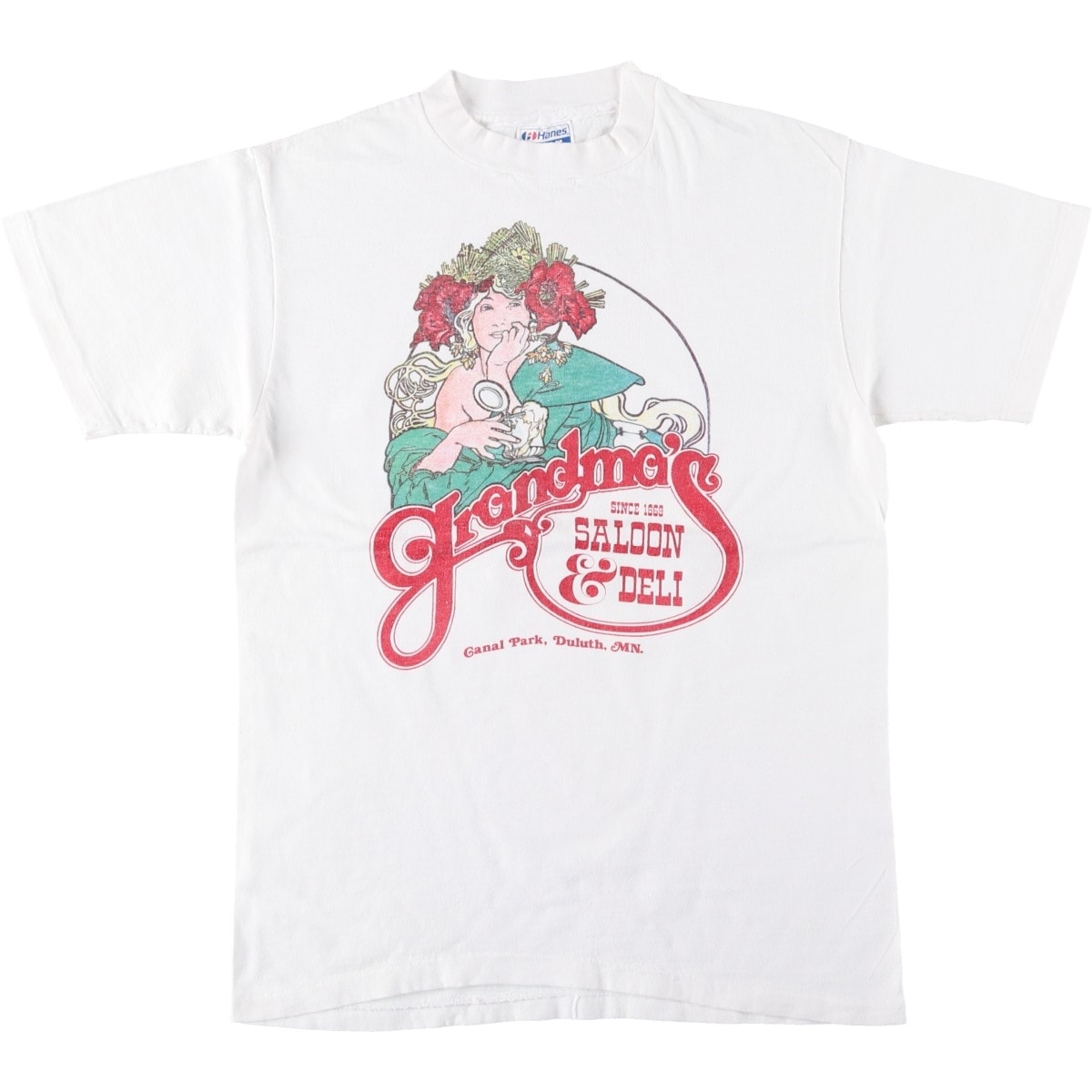 古着 80年代 ヘインズ Hanes BEEFY-T 青タグ Grandma's Saloon&Deli アドバタイジングTシャツ USA製 メンズM相当 ヴィンテージ/eaa619574
