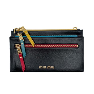 Miu Miu ミュウ ミュウ GLACE ZIP COLOU スリーカラー ショルダーバッグ
クロスボディ 5DH055 レザー ブラック レディース
【中古】